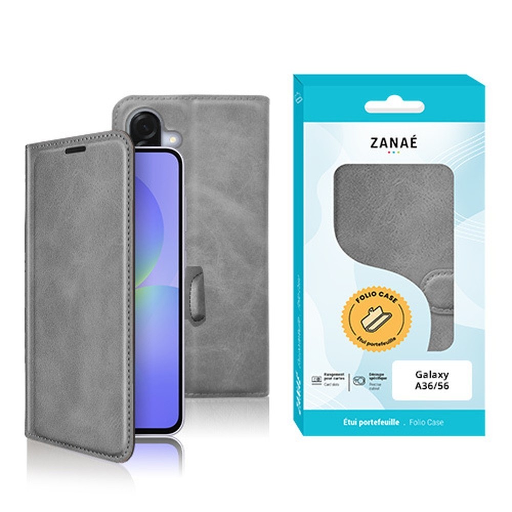 Portefeuille Zanae Gris pour Galaxy A36 et A56