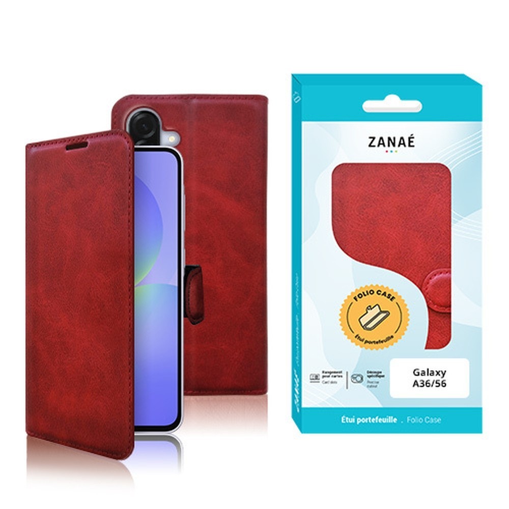 Portefeuille Zanae Columbia rouge pour Galaxy A36/56