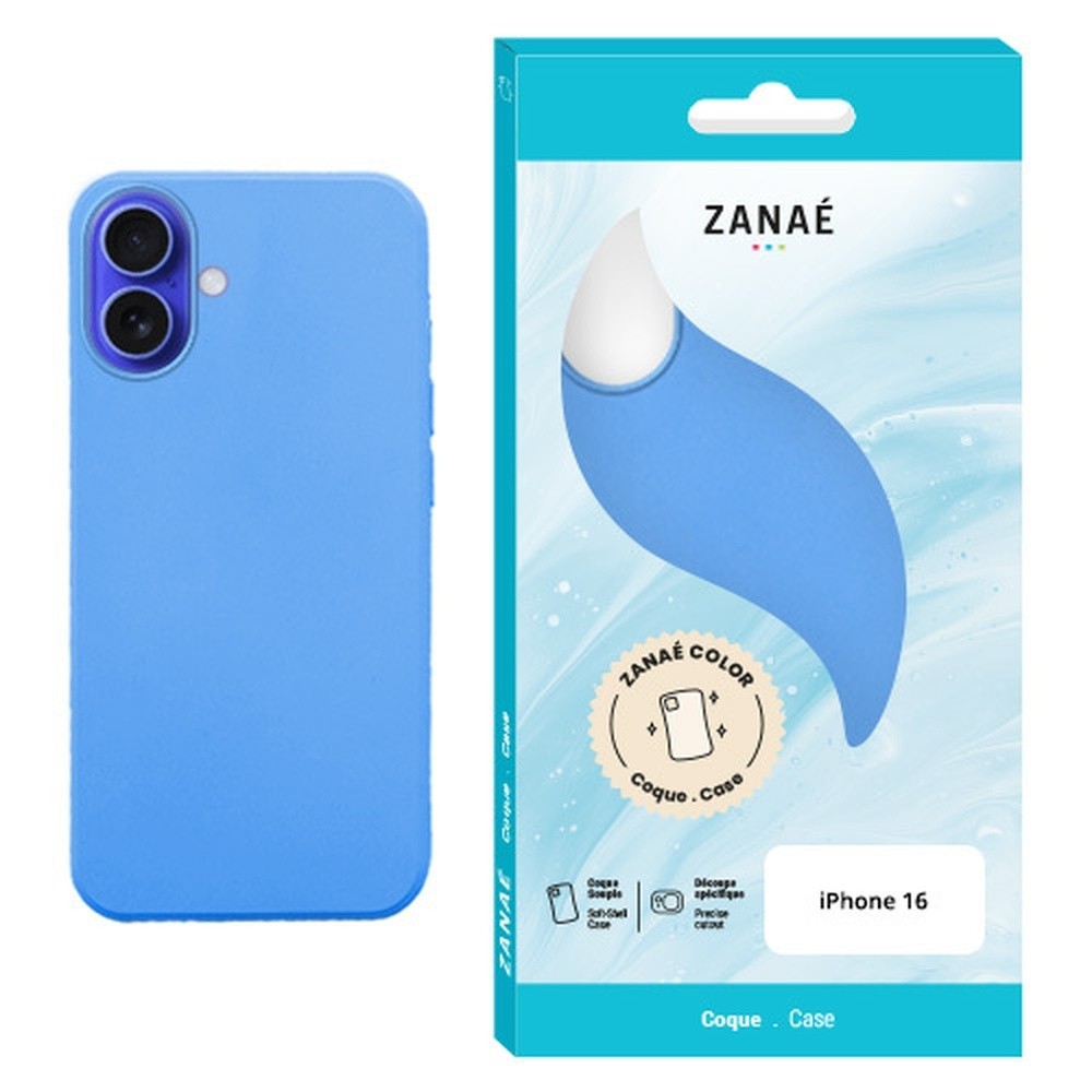 Coque Zanae Color bleu sur iPhone 16