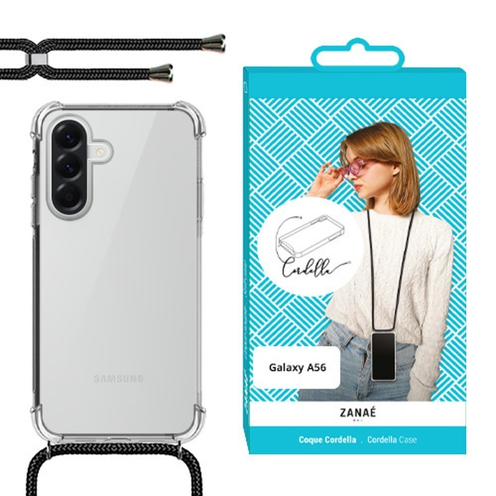 Coque Cordella transparente avec cordon pour Galaxy A56