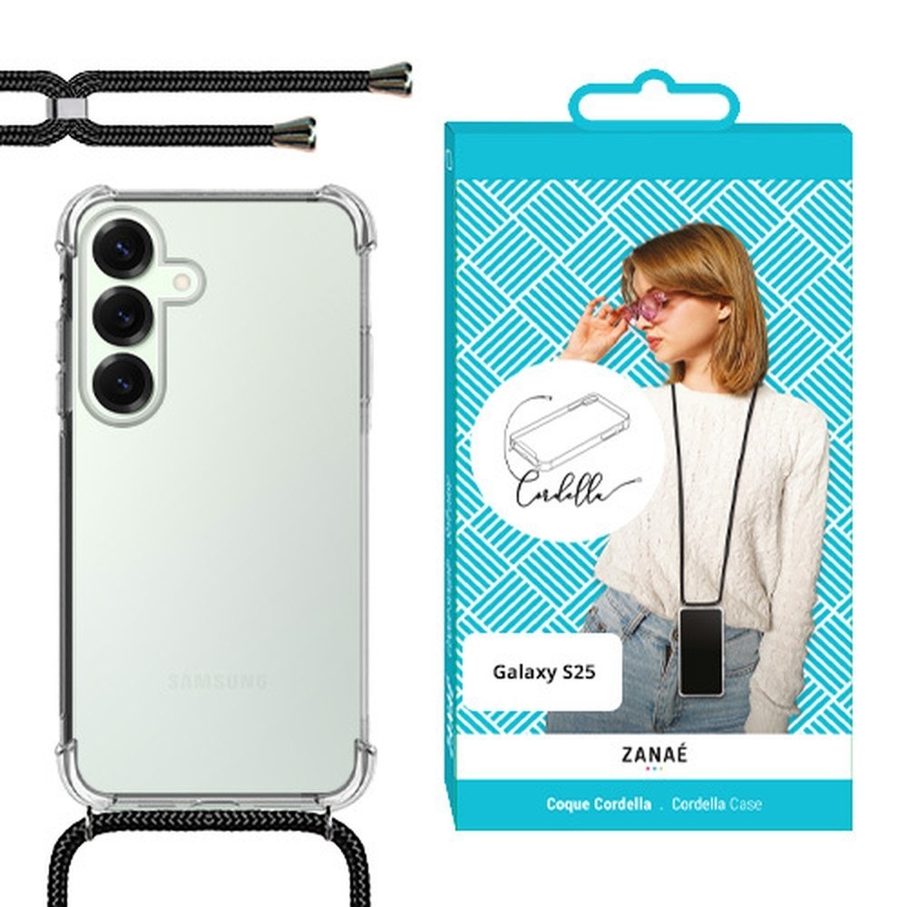 Coque transparente avec cordon pour Galaxy S25