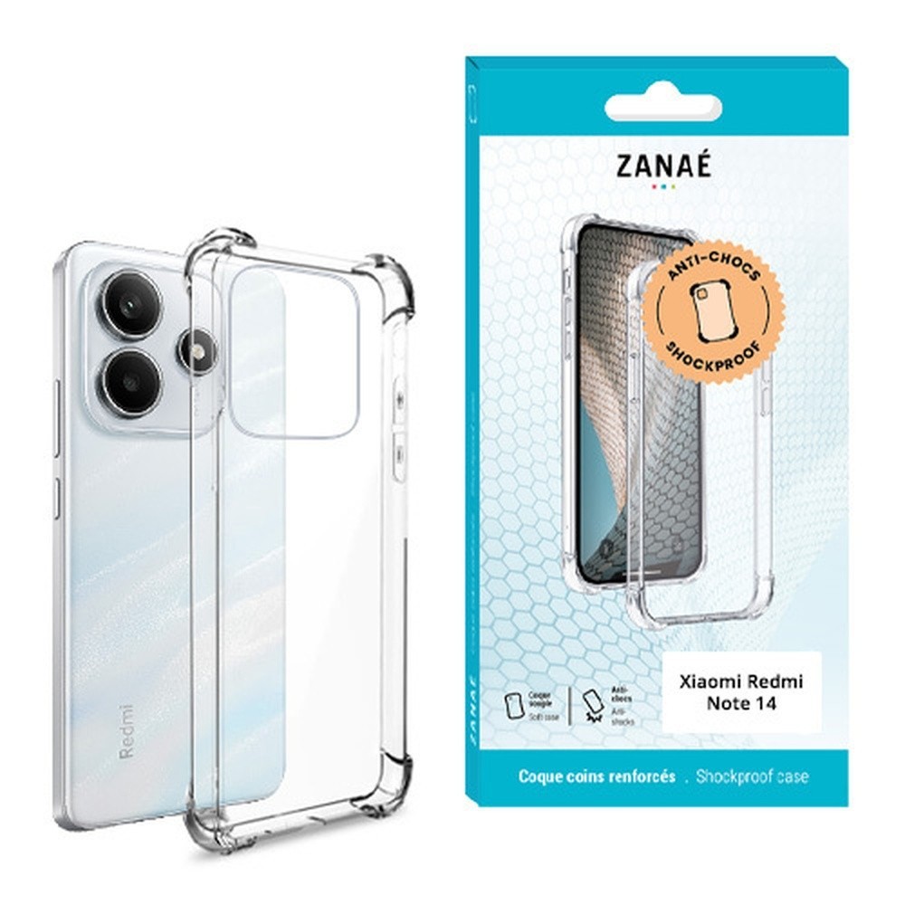 Coque silicone transparente avec coins renforcés pour Redmi Note 14 4G