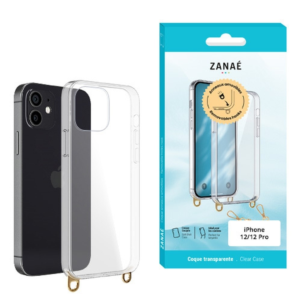 Coque transparente avec anneaux amovibles pour iPhone 12 et 12 Pro