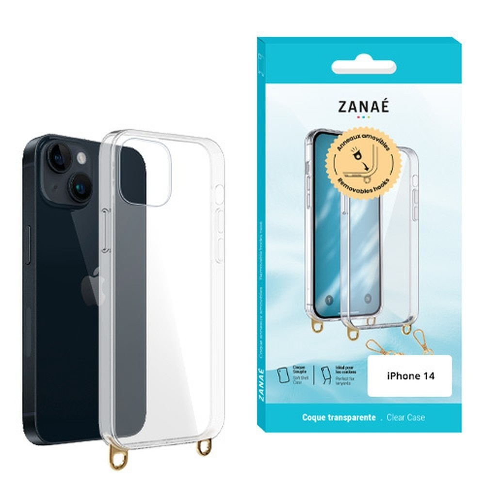 Coque transparente avec anneaux pour iPhone 14