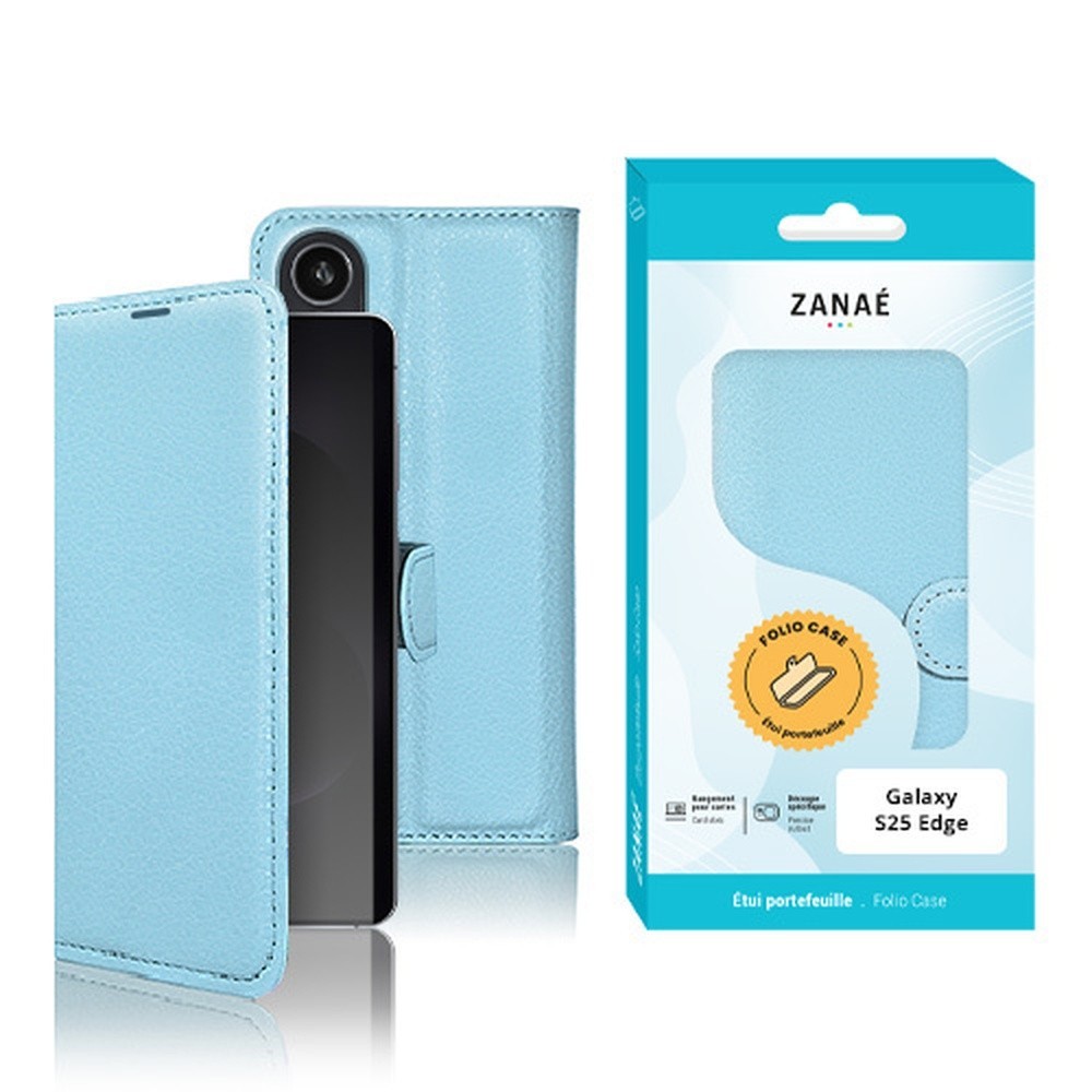 Étui Portefeuille Bleu Clair Galaxy S25 Edge