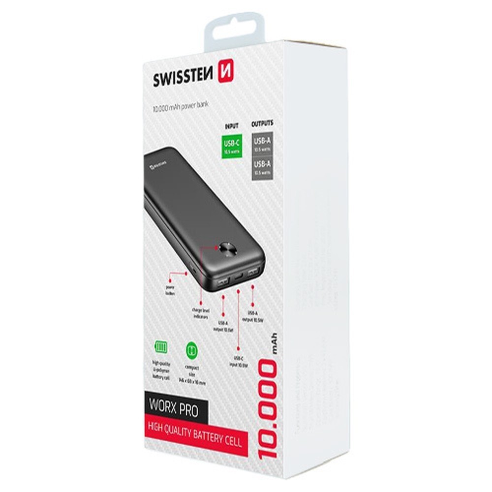Power Bank Worx Pro Swissten 10000 mAh en noir