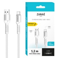 Câble USB/USB-C 1.2m blanc universel