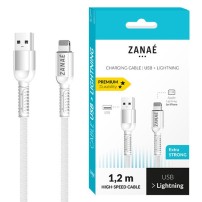 Câble USB / Lightning Zanae de 1.2m en blanc
