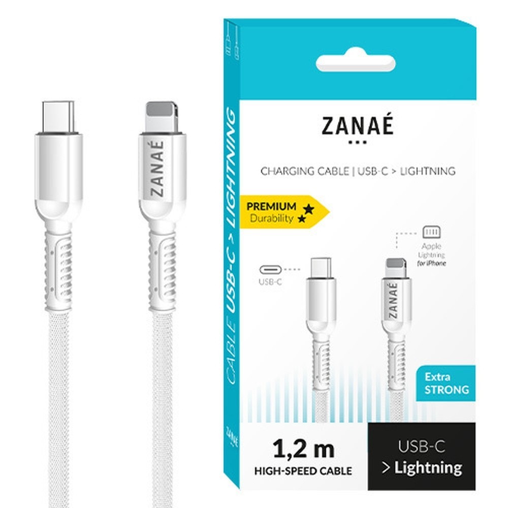 Câble Zanae blanc USB-C vers Lightning de 1