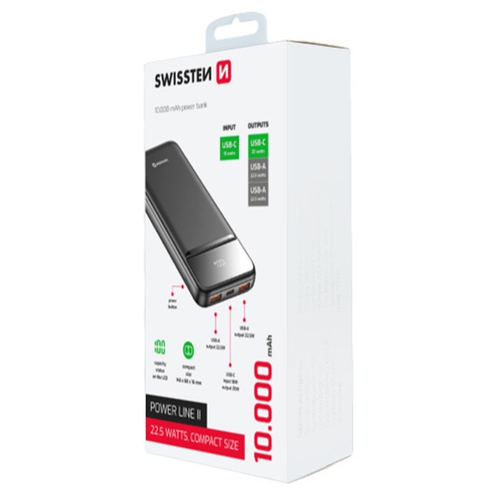 Power Bank Swissten Power Line II 10000 mAh Noir
