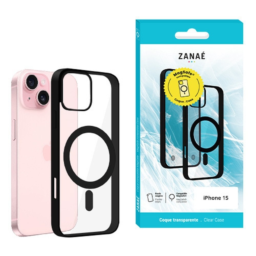 Coque Compatible MagSafe pour iPhone 15 en noir