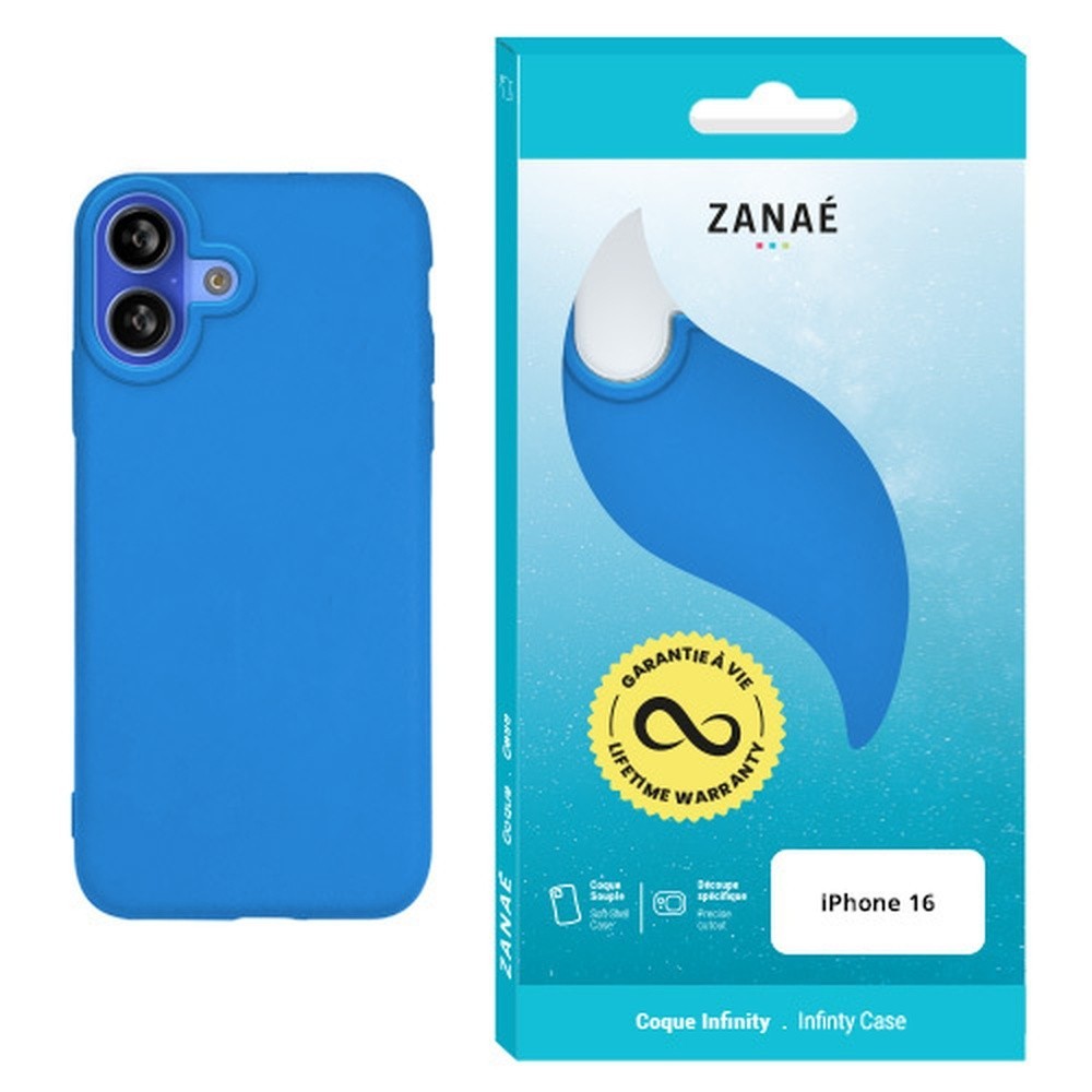 Coque Infinity bleue pour iPhone 16