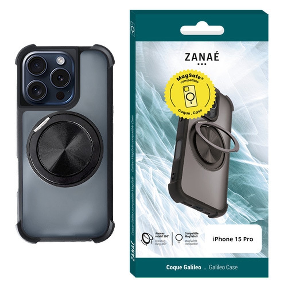 Coque Galileo MagSafe noire pour iPhone 15 Pro