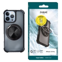 Coque Galileo MagSafe pour iPhone 13 Pro en noir avec support intégré.