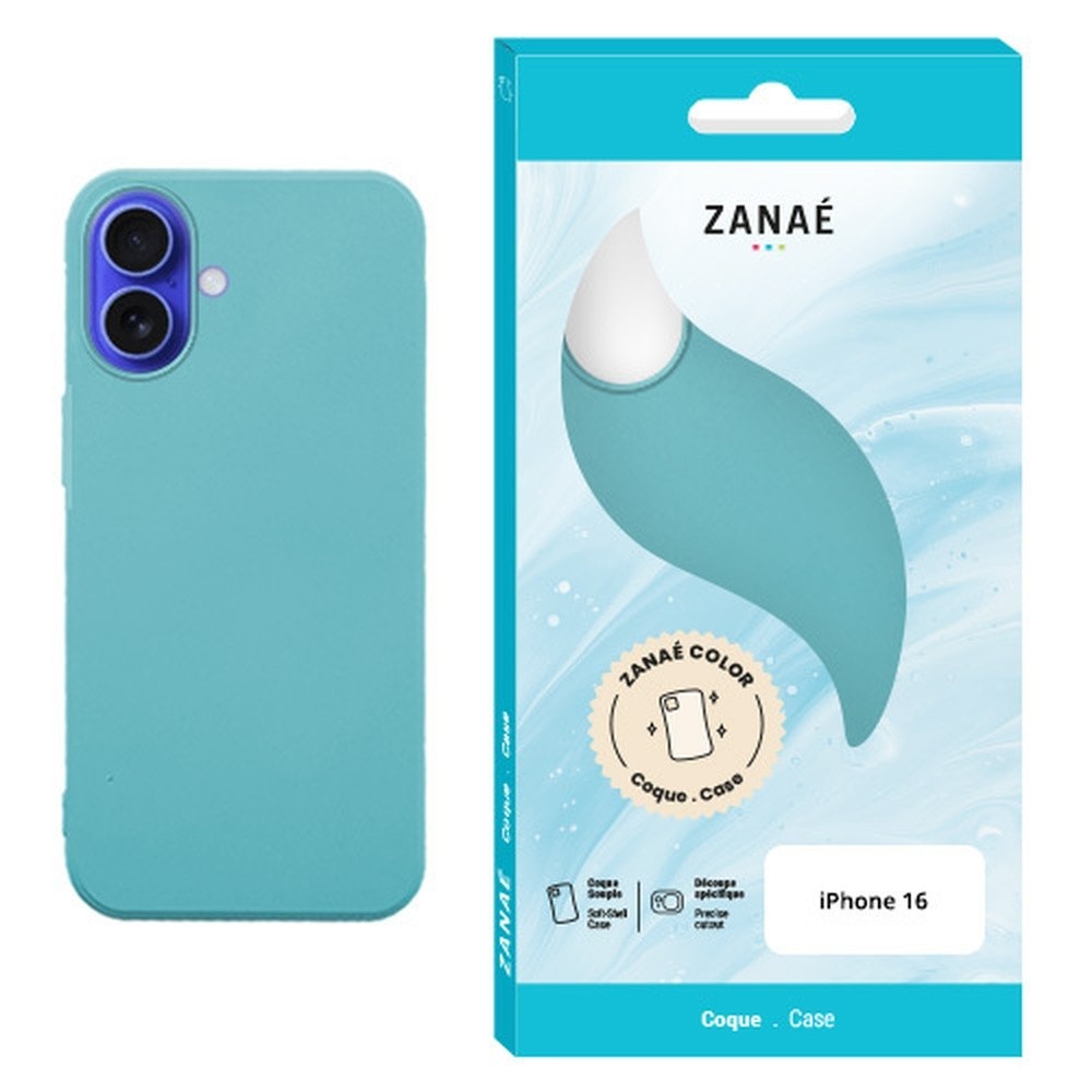 Coque Zanae Color pour iPhone 16 en bleu sauge