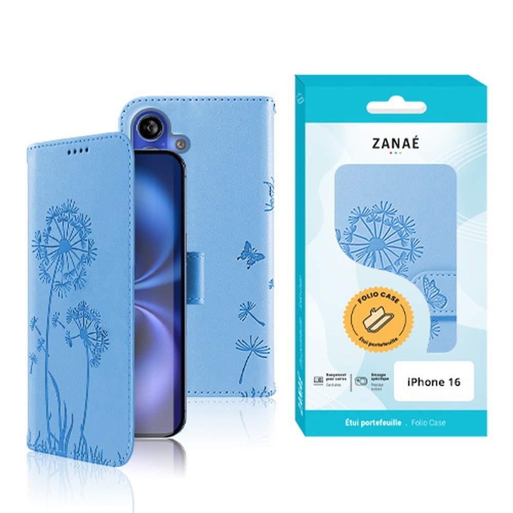 Etui Blowball bleu pour iPhone 16
