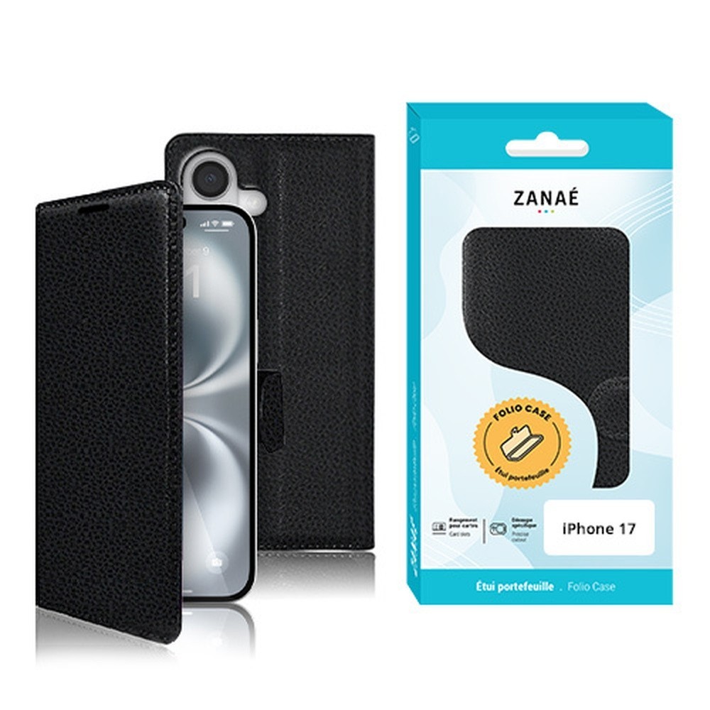 Etui portefeuille Zanae noir pour iPhone 17