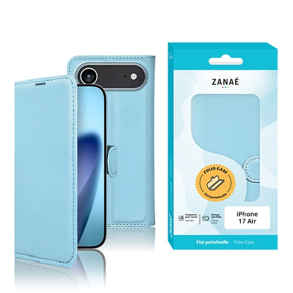 Étui Portefeuille Zanae pour iPhone 17 Air en bleu clair