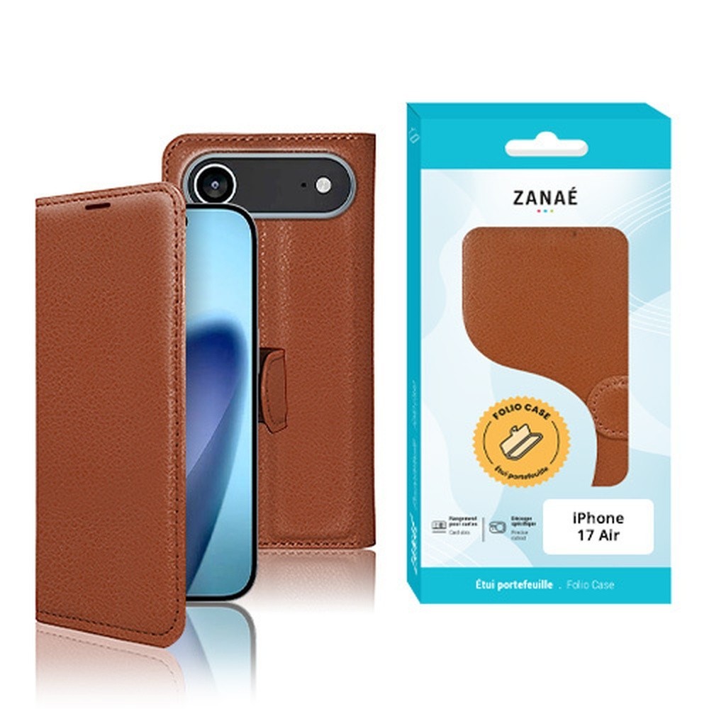 Étui portefeuille marron Zanae pour iPhone 17 Air