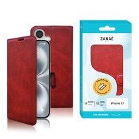 Portefeuille Zanae Columbia rouge pour iPhone 17 en cuir PU