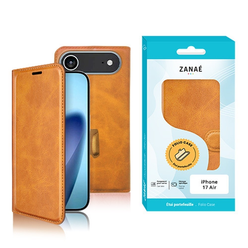Portefeuille Zanae Columbia pour iPhone 17 Air en cuir PU moutarde