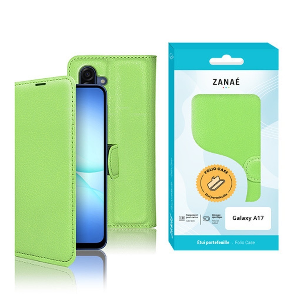 Etui portefeuille vert pour Galaxy A17
