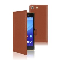 Etui portefeuille marron pour Sony Xperia M5