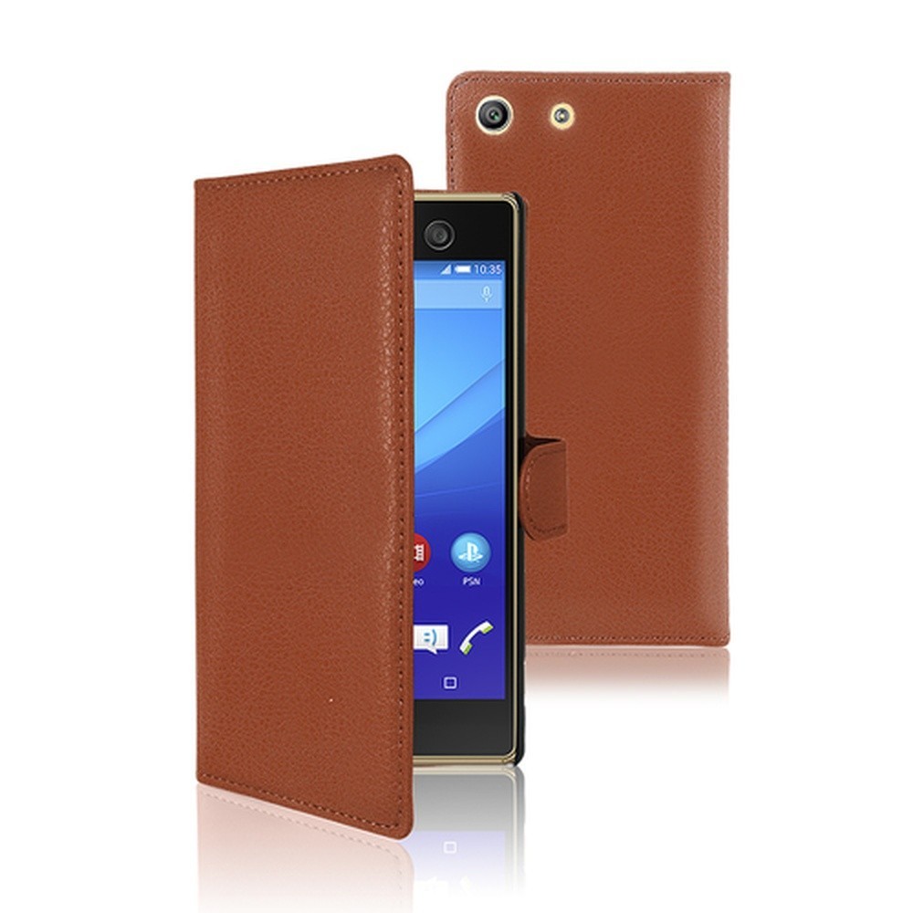 Etui portefeuille marron pour Sony Xperia M5