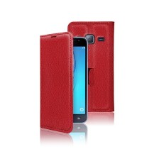 Étui portefeuille rouge pour Samsung Galaxy J3 (2016)