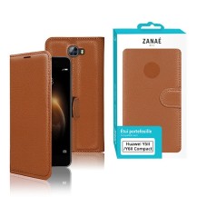 Étui portefeuille marron pour Huawei Y5 II et Y6 II Compact