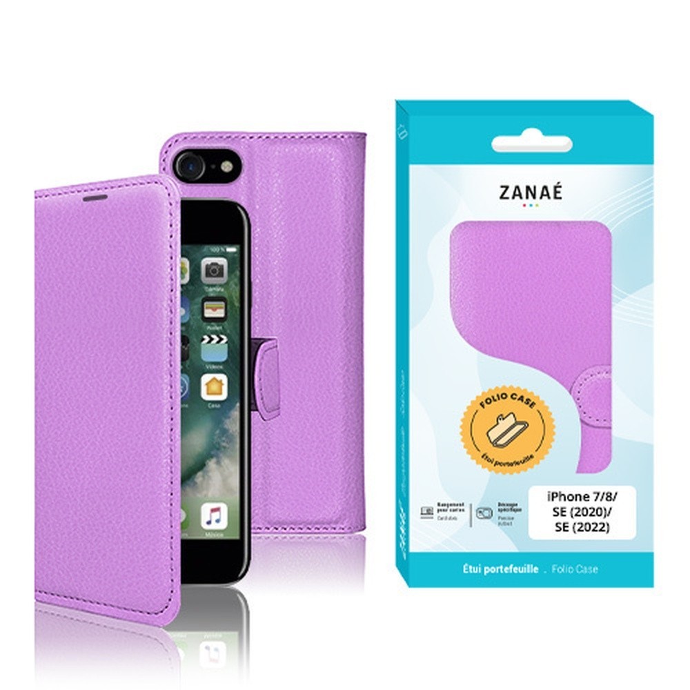 Étui portefeuille violet pour iPhone SE 2022
