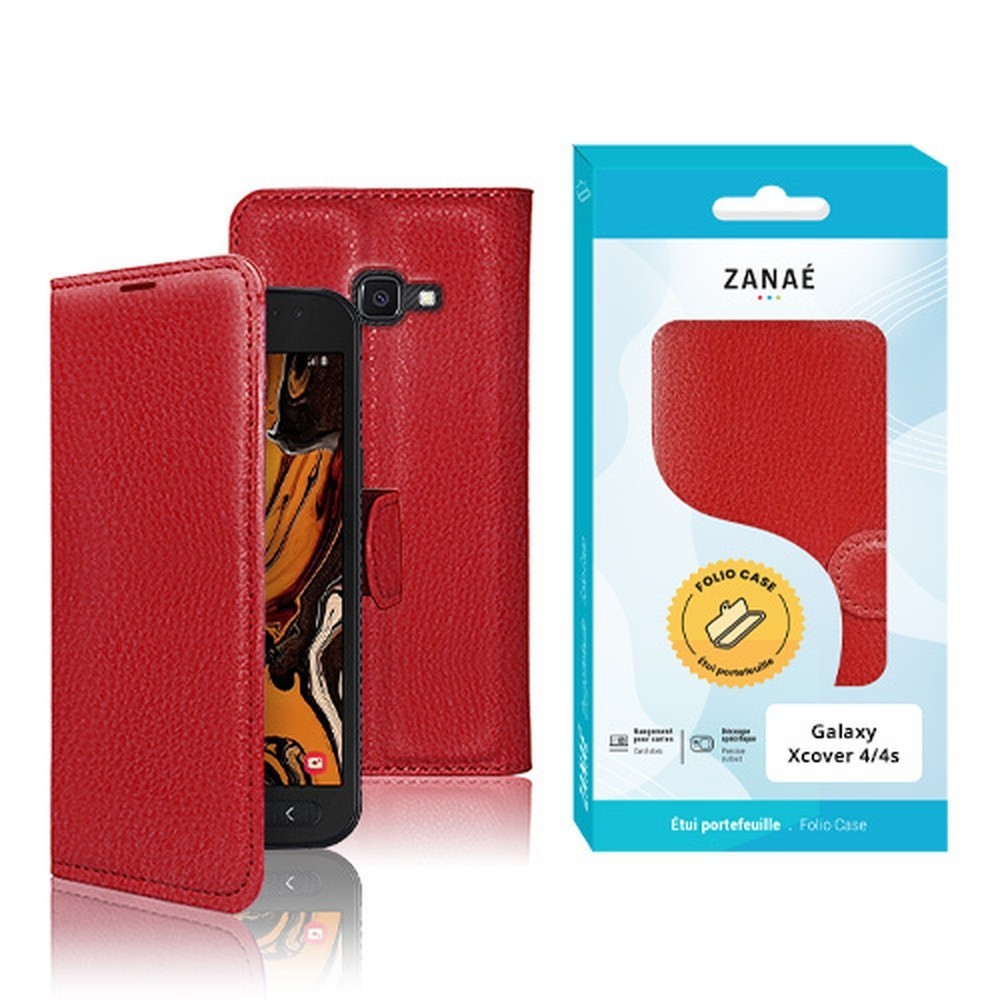 Etui portefeuille rouge pour Samsung Galaxy Xcover 4 et 4s