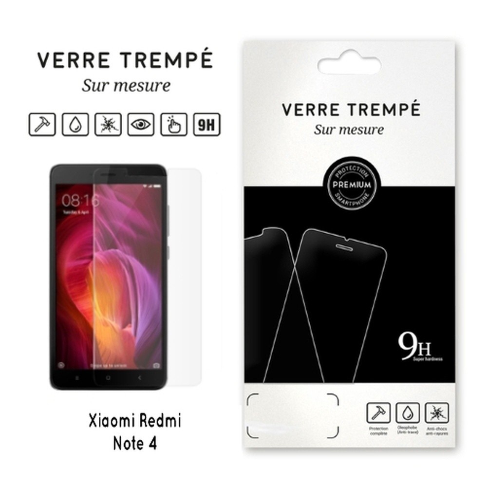 Verre trempé transparent pour Xiaomi Redmi Note 4