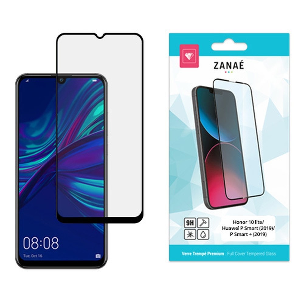 Verre trempé noir pour Honor 10 Lite et Huawei P Smart