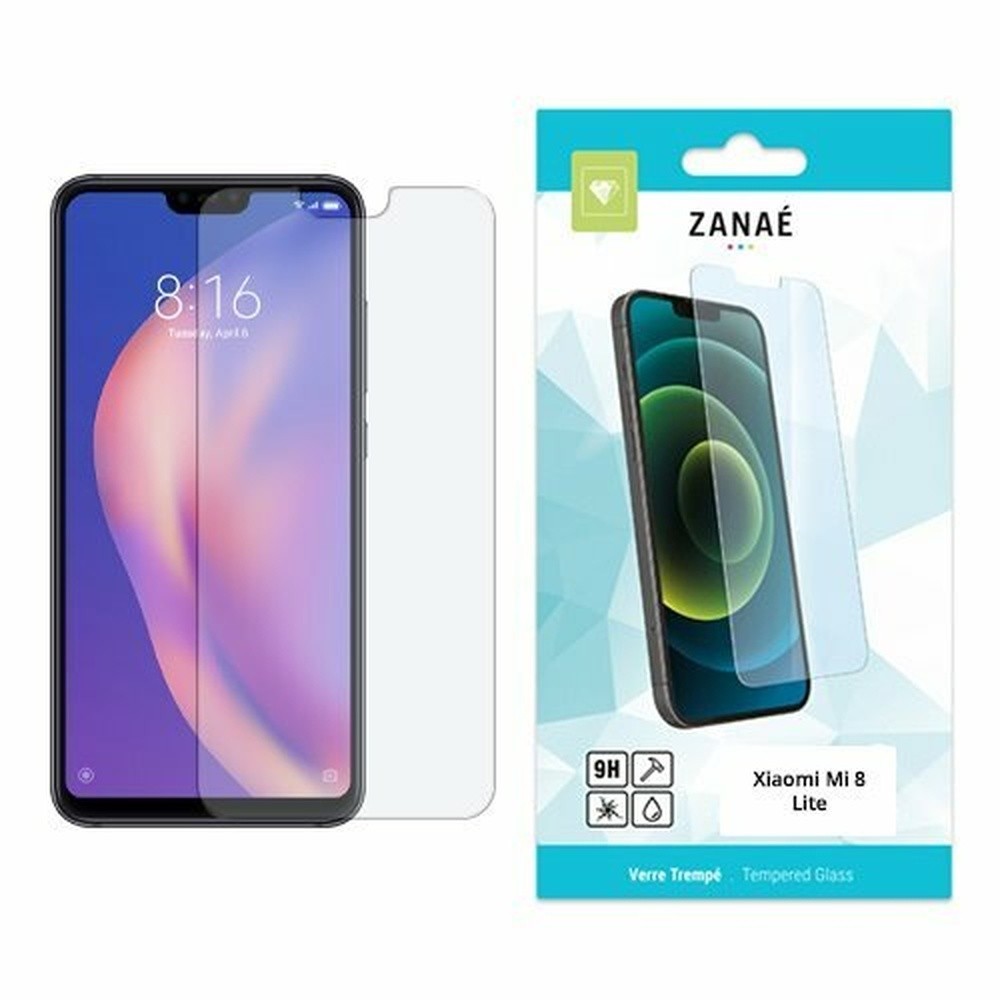 Verre trempé transparent pour Xiaomi Mi 8 Lite