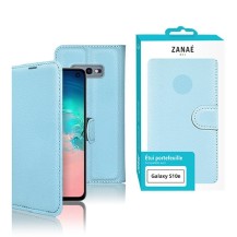 Etui portefeuille Zanae bleu clair pour Samsung Galaxy S10e.