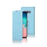 Etui portefeuille Zanae bleu clair pour Samsung Galaxy S10e.