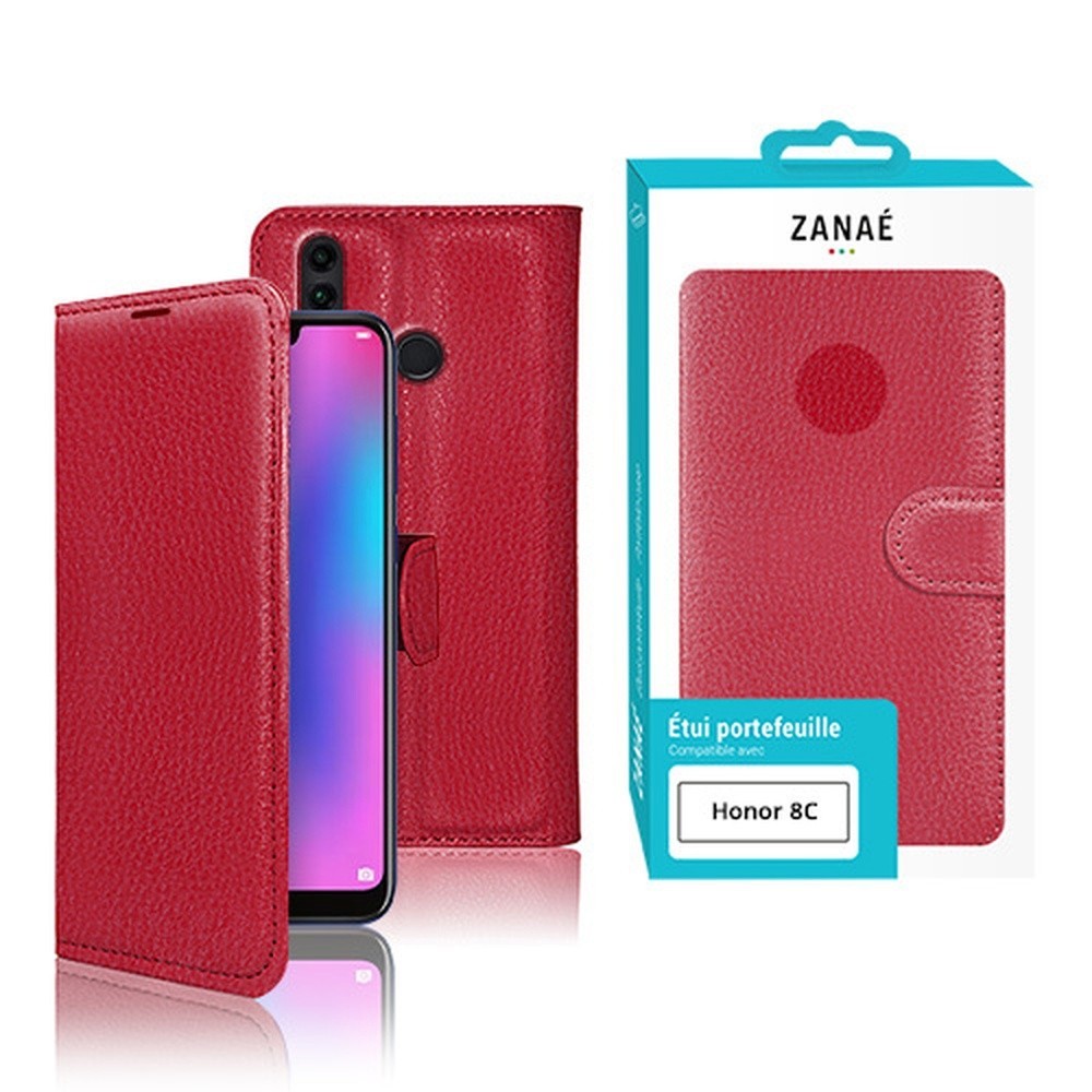 Étui Portefeuille Zanae Rouge compatible Honor 8C