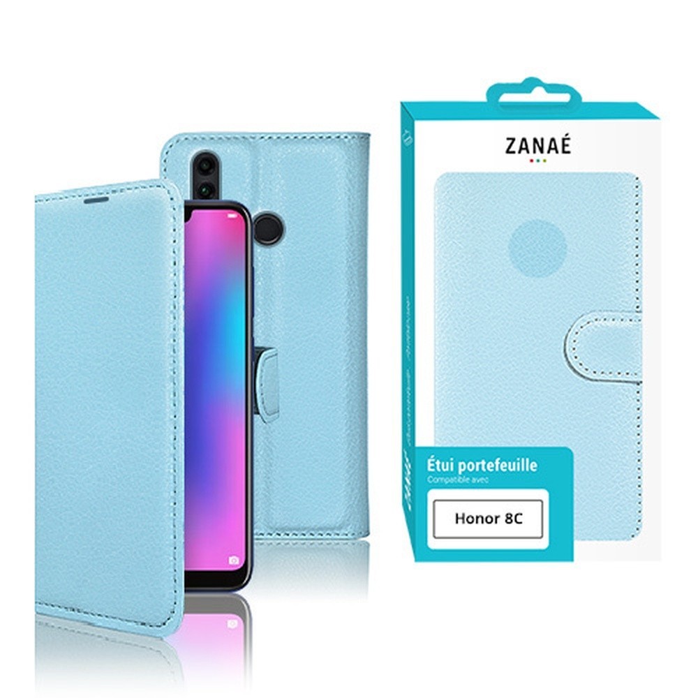 Étui portefeuille bleu clair pour Honor 8C