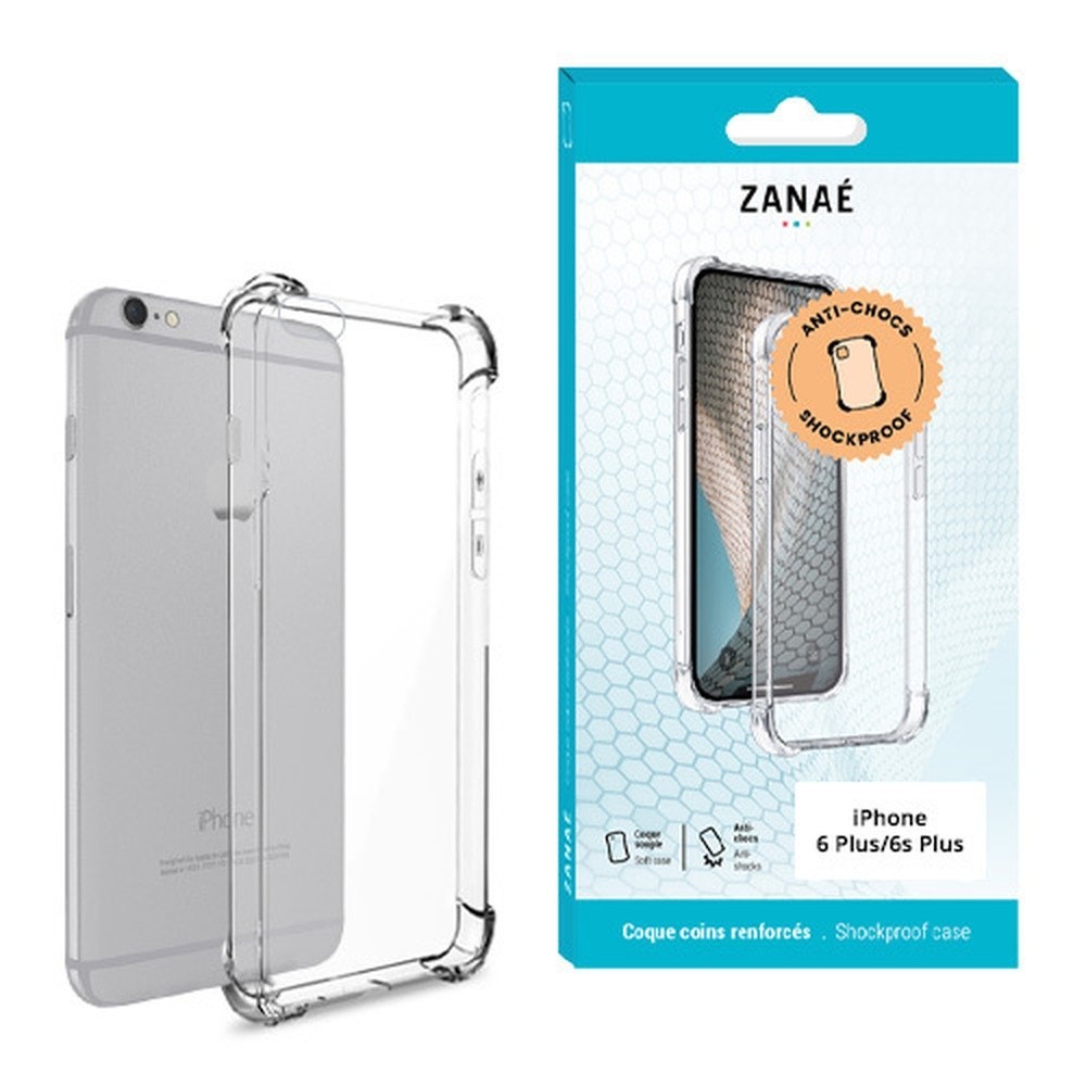 Coque silicone transparente avec coins renforcés pour iPhone 6 Plus/6s Plus