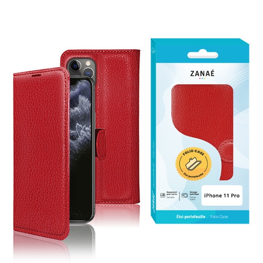 Etui Portefeuille Zanae rouge pour iPhone 11 Pro