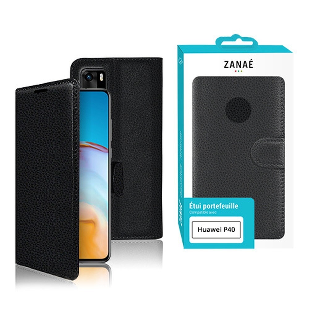 Etui Portefeuille Zanae Noir pour Huawei P40