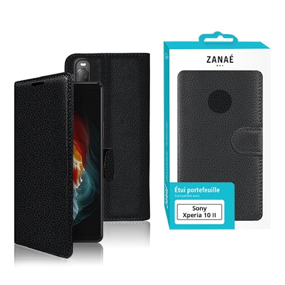 Étui Portefeuille Zanae noir pour Sony Xperia 10 II