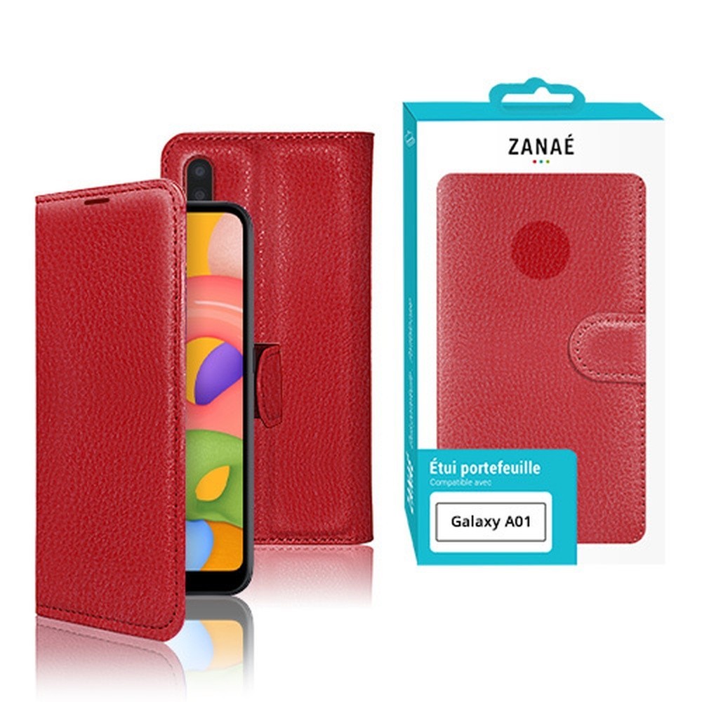 Etui Portefeuille Rouge pour Samsung Galaxy A01