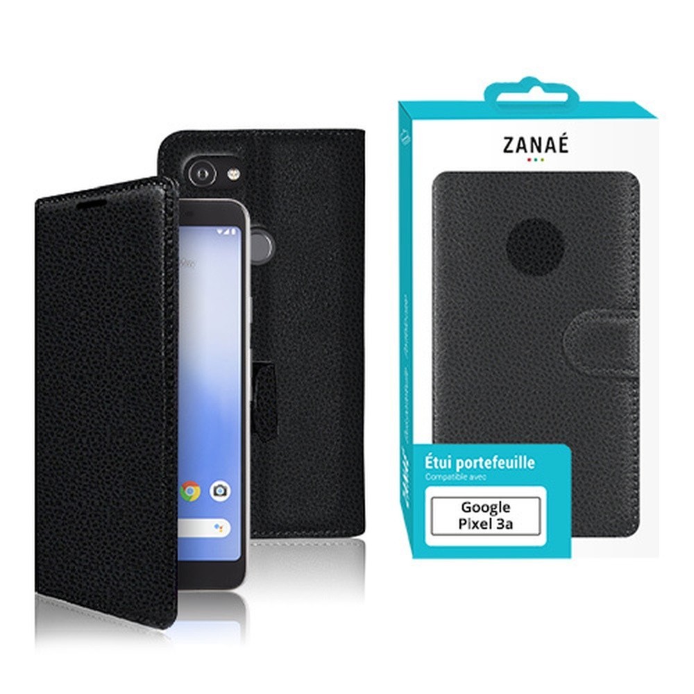 Etui Portefeuille Zanae couleur noir pour Google Pixel 3a