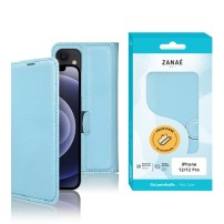 Étui Portefeuille Zanae bleu clair pour iPhone 12/12 Pro