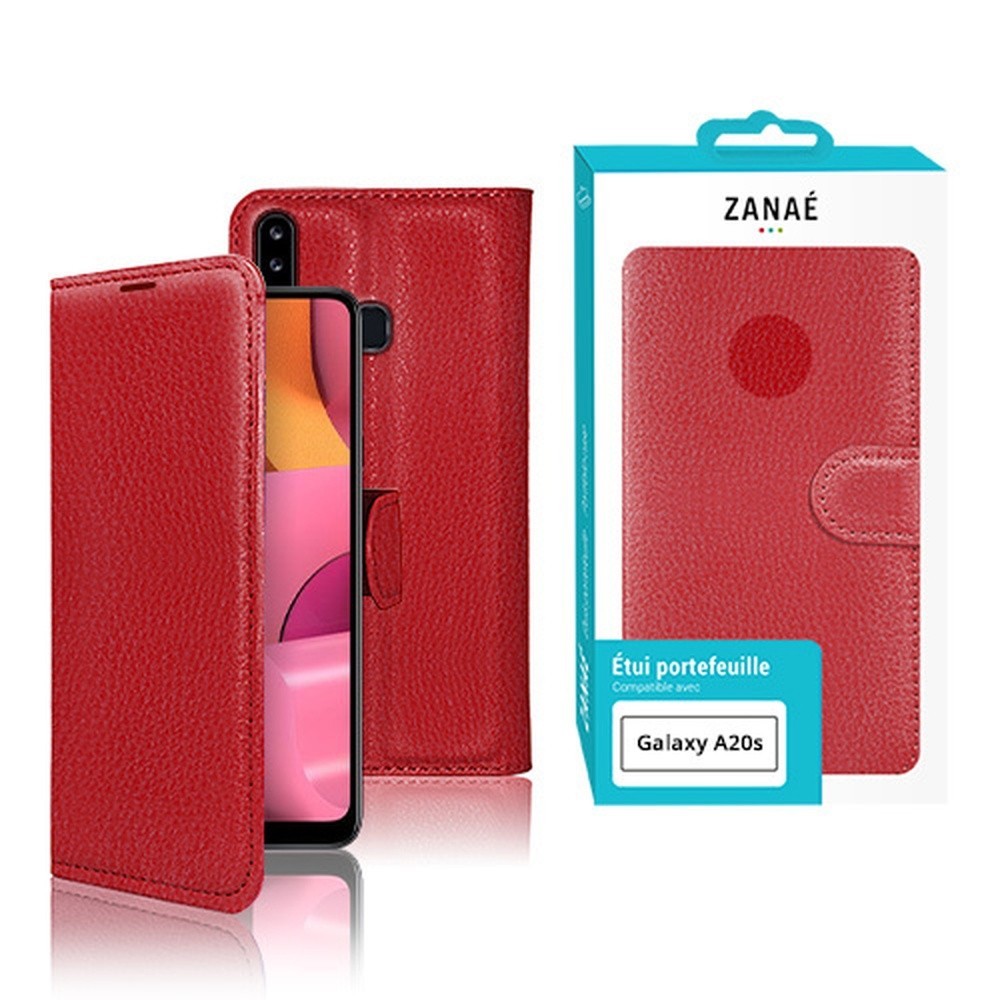 Etui Portefeuille Zanae rouge pour Samsung Galaxy A20s