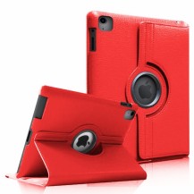 Étui rotatif rouge pour iPad Air montrant sa rotation à 360° et sa protection.