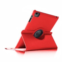 Étui rotatif rouge pour iPad Air montrant sa rotation à 360° et sa protection.