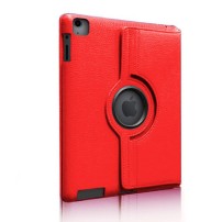 Étui rotatif rouge pour iPad Air montrant sa rotation à 360° et sa protection.
